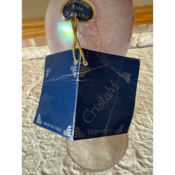 Vintage Murano Glass Pink & Blue Swirled Candlestick Made In Italy Cristalvi - Picture 11 of 13